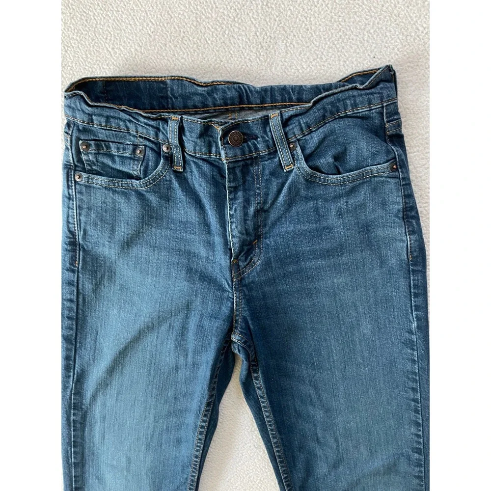 Levis Mens 30x30 (30x28) 514 Straight Fit Jeans Blue Stretch Denim Fade Whiskers